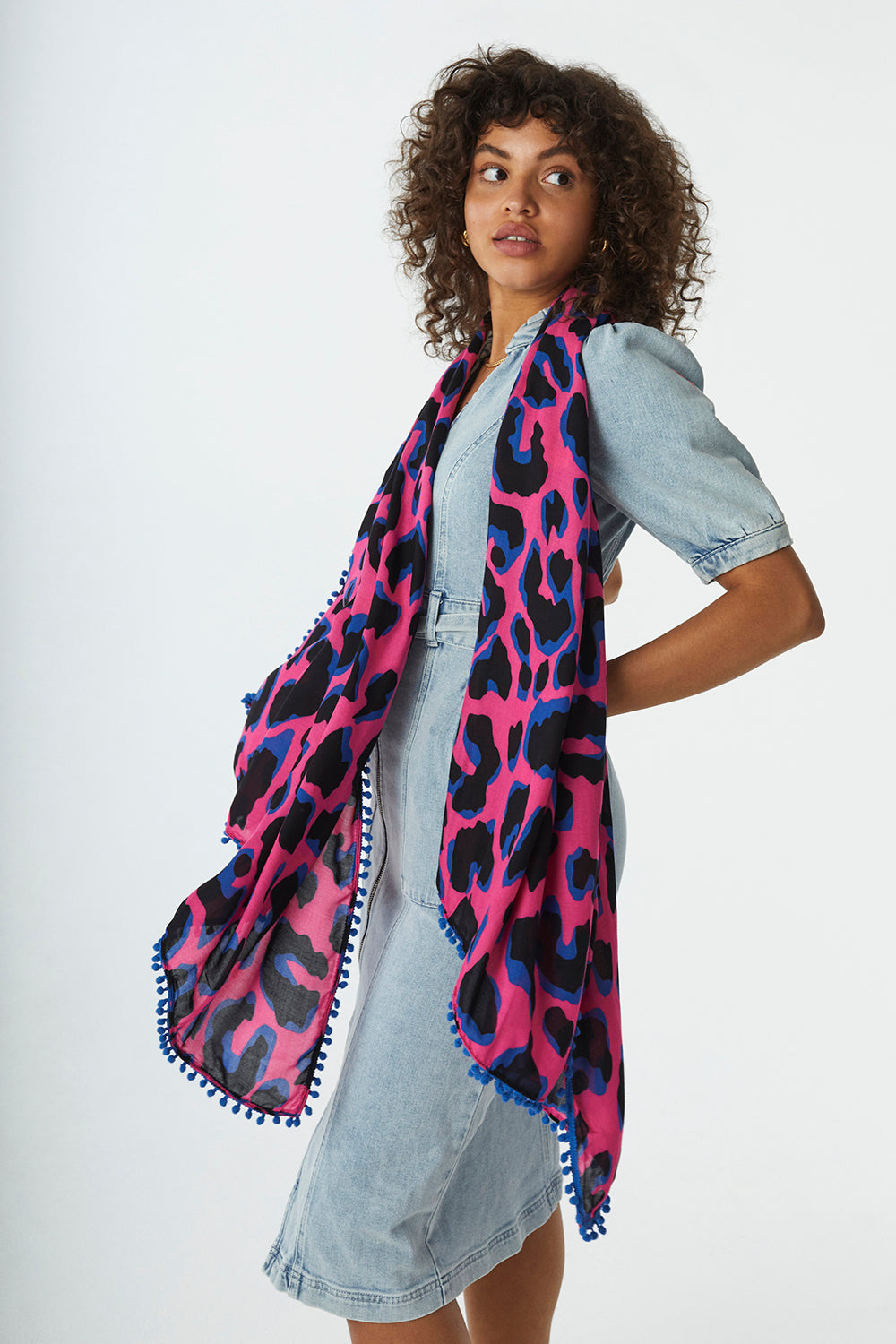 Black with Hot Pink & Pink Leopard Ikat Scarf Scamp & Dude