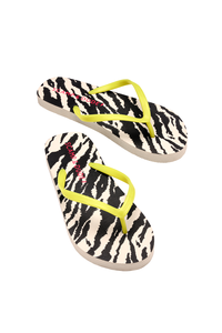 Ivory with Black Shadow Tiger Flip Flops