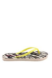 Ivory with Black Shadow Tiger Flip Flops