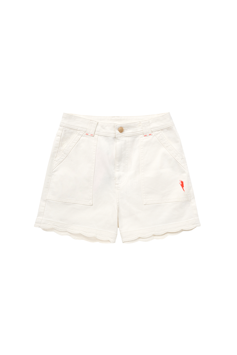 Ecru Scallop Denim Shorts Scamp & Dude
