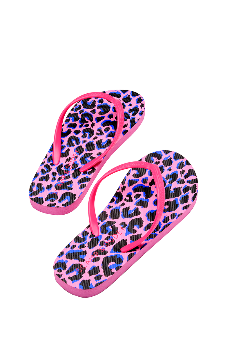 Pink and black flip flops online