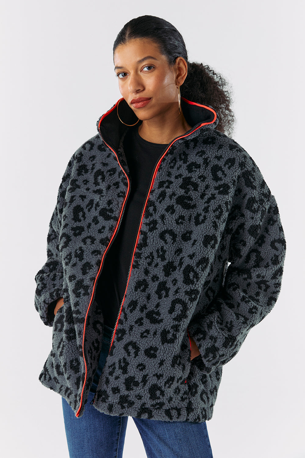 Grey Leopard Printed Fleece Jacket – Scamp & Dude