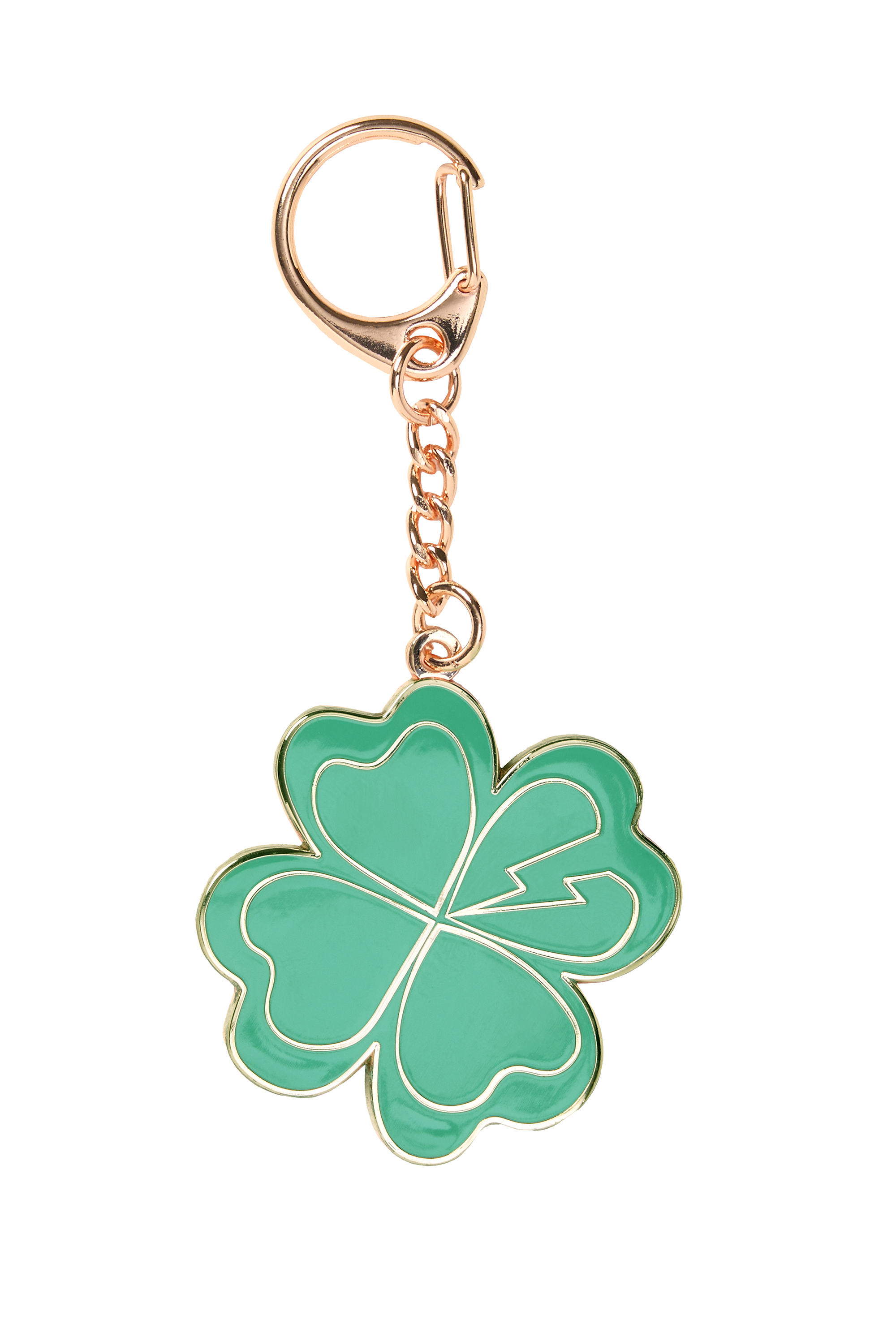 Scamp and Dude Green Clover Metal Keyring | Product image of Green Clover Metal Keyring on white background
