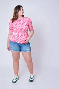 Pink with Neon Coral Leopard T-Shirt