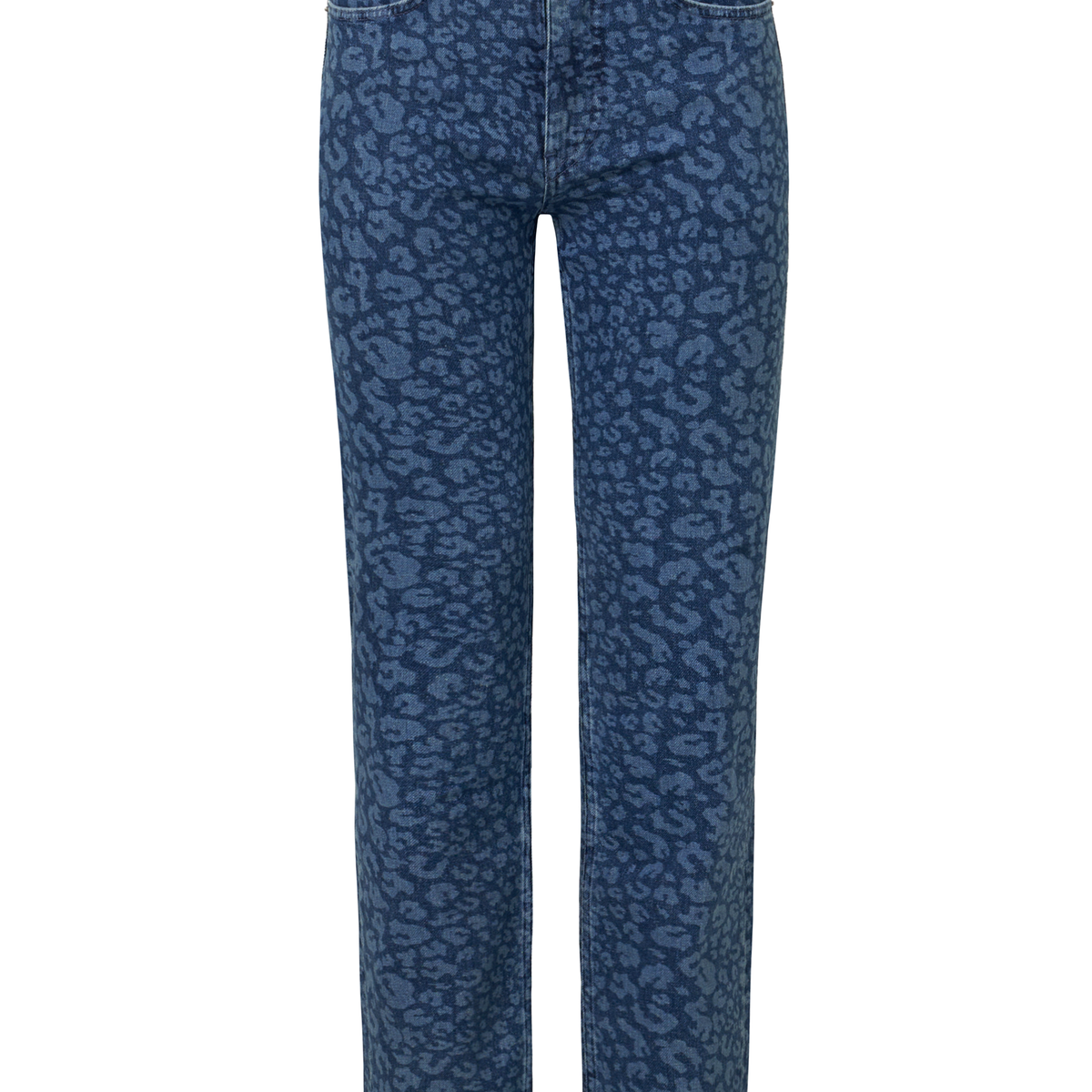 BADWAY Leopard straight denim pants