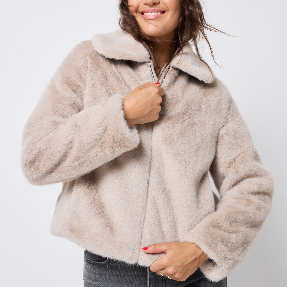 Cream Faux Fur Jacket Scamp & Dude