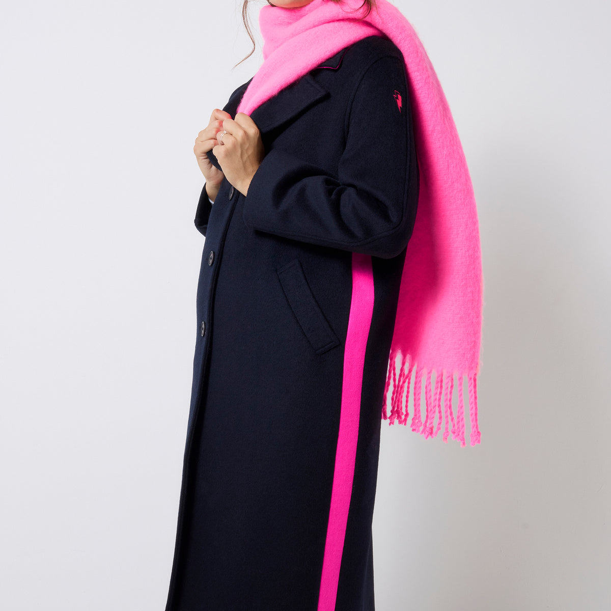 Neon Pink Fringe Scarf Scamp & Dude