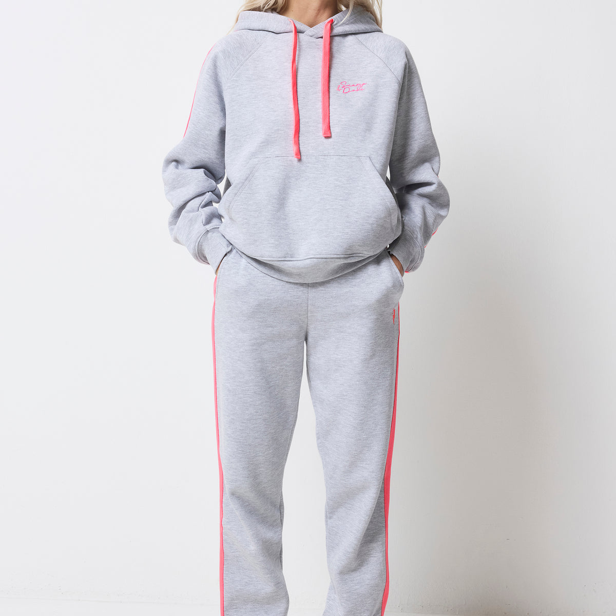 Light Grey Marl with Pink Colourblock Joggers Scamp & Dude