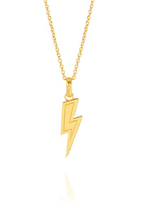 Gold Plated Lightning Bolt Necklace with Champagne Pavé Detailing