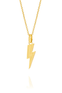 Gold Plated Lightning Bolt Necklace with Champagne Pavé Detailing