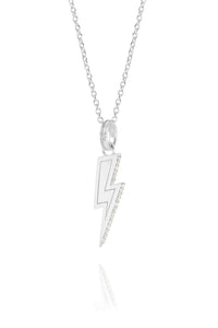 Silver Lightning Bolt Necklace with Champagne Pavé Detailing