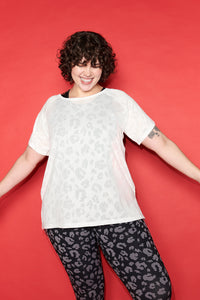 White Leopard Burn Out Slouchy T-Shirt