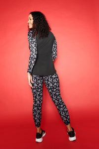 Black with Grey Leopard Active Leggings