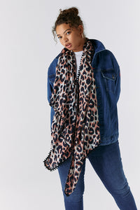 Mixed Neutral with Black Shadow Leopard Charity Super Scarf