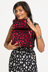 Scamp & Dude x Ruby Hammer Black with Red Foil Leopard Makeup Bag