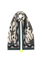 Scamp and Dude White with Black and Khaki Palm Spring Charity Super Scarf | Product image of White with Black and Khaki Palm Spring Charity Super Scarf on white background