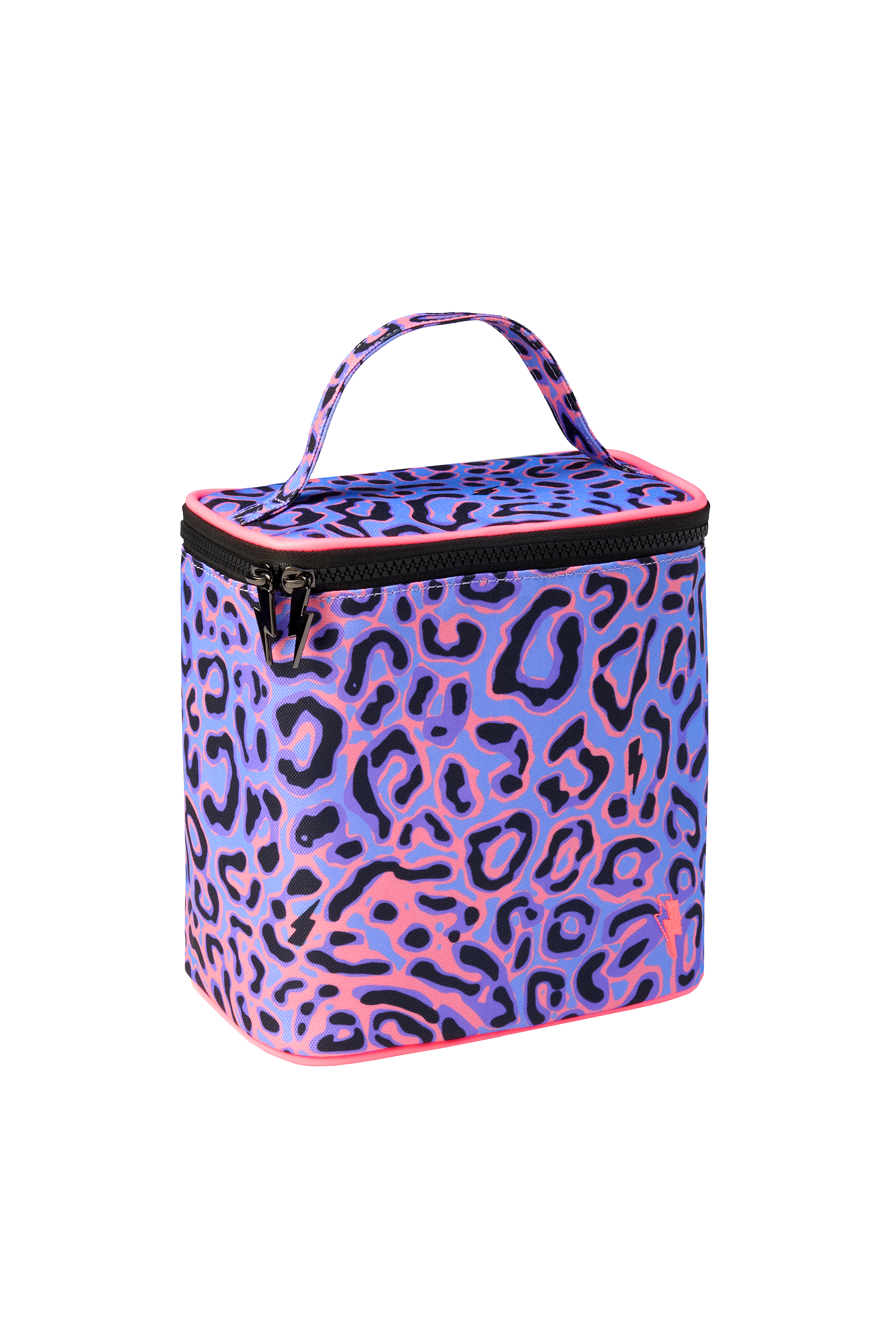 Scamp and Dude Lilac with Black and Pink Leopard Ray Lunch Bag | Product image of Lilac with Black and Pink Leopard Ray Lunch Bag on white background