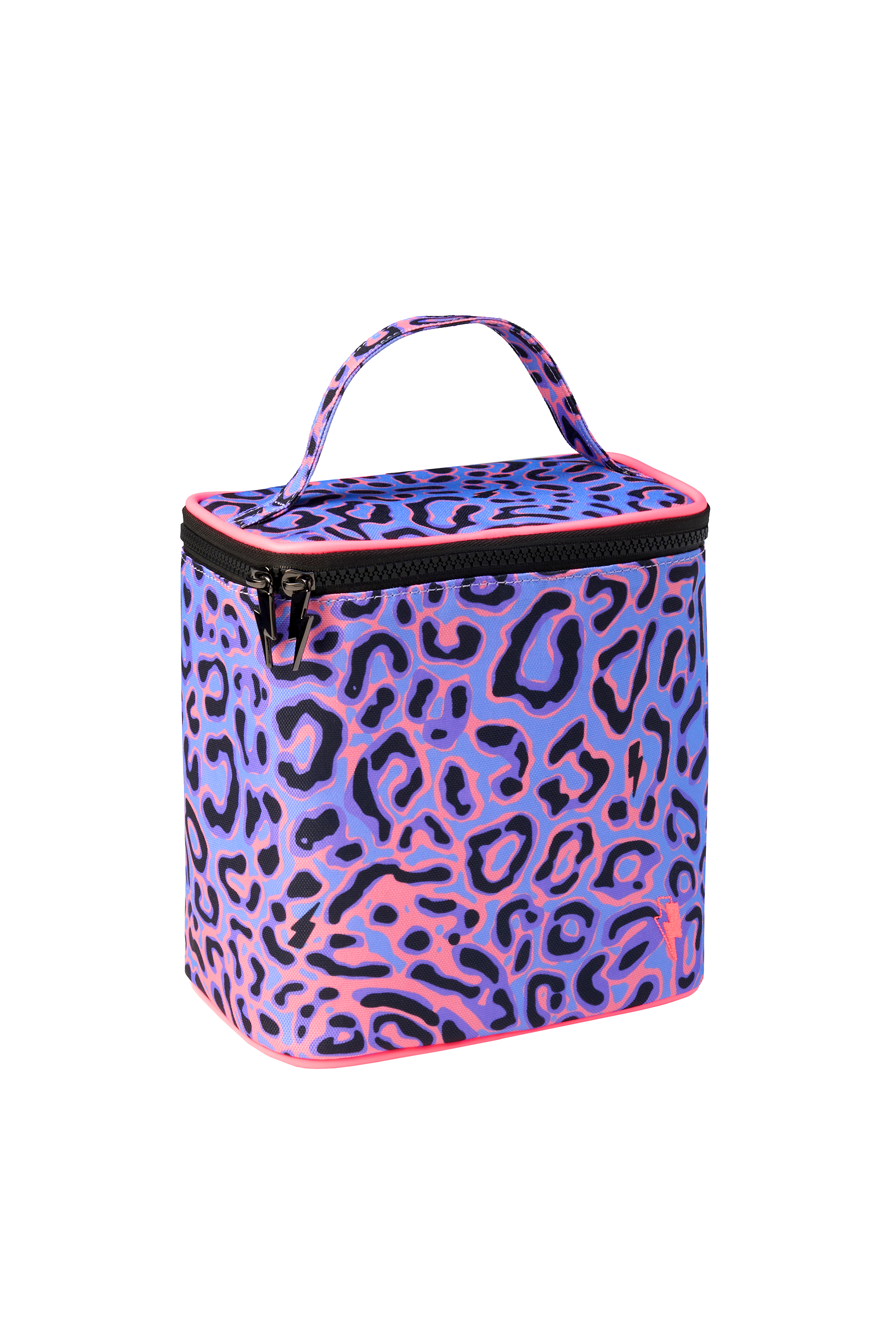 Scamp and Dude Lilac with Black and Pink Leopard Ray Lunch Bag | Product image of Lilac with Black and Pink Leopard Ray Lunch Bag on white background
