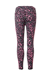 Khaki with Pink and Black Shadow Leopard Active Leggings