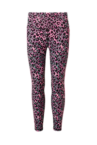 Khaki with Pink and Black Shadow Leopard Active Leggings