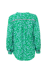 Bright Green with Lilac Zebra Collarless Shirt Co-ord