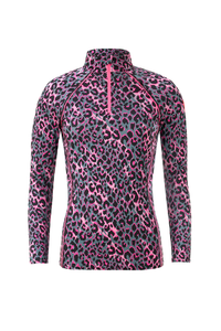 Khaki with Pink and Black Shadow Leopard Active Top
