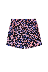 Pink with Blue and Black Shadow Leopard Floaty Shorts