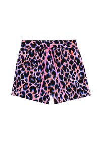 Pink with Blue and Black Shadow Leopard Floaty Shorts
