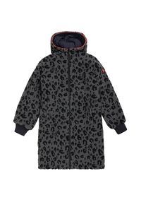 Reversible Quilted Navy Lightning Bolt and Grey with Black Leopard Borg Coat
