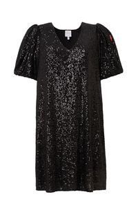 Black Sequin Short T-Shirt Dress