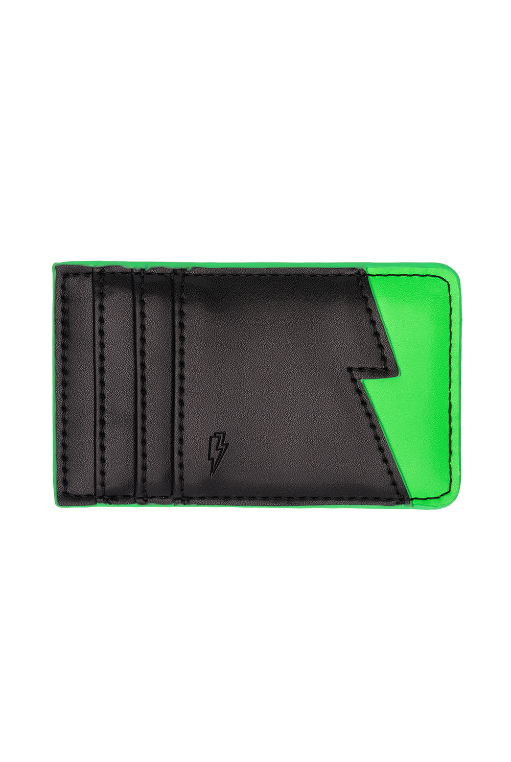 Scamp and Dude Black with Green Card Holder | Product image of black and green card holder on white background