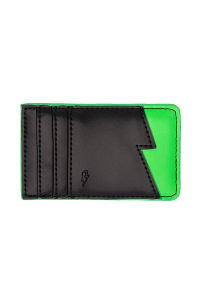 Scamp and Dude Black with Green Card Holder | Product image of black and green card holder on white background