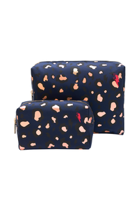 Scamp & Dude x Sali Hughes Blue with Black and Gold Foil Snow Leopard Cosmetic Bag