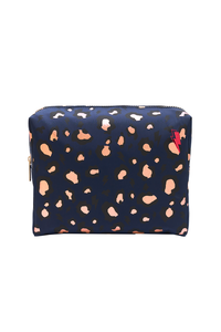 Scamp & Dude x Sali Hughes Blue with Black and Gold Foil Snow Leopard Cosmetic Bag