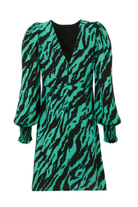 Green with Black Shadow Tiger Short Dress