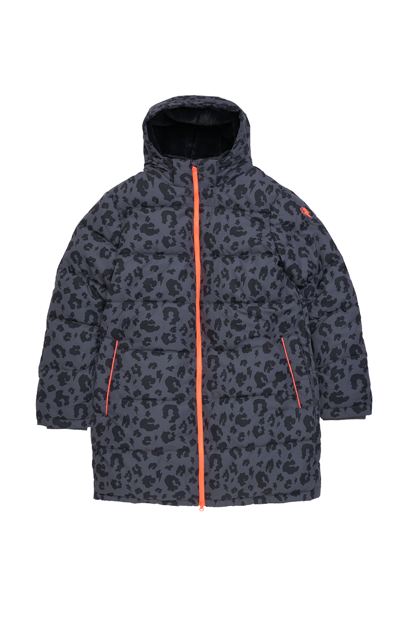 Dark Grey with Black Leopard Puffer Coat Scamp Dude