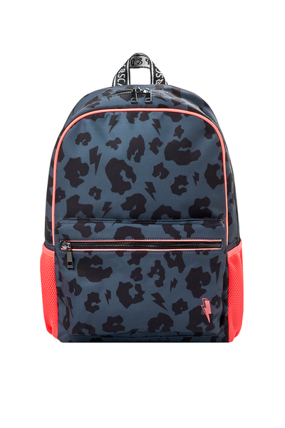 Scamp and Dude Grey with Black Leopard Backpack | Product image of  Black Leopard Backpack against white background