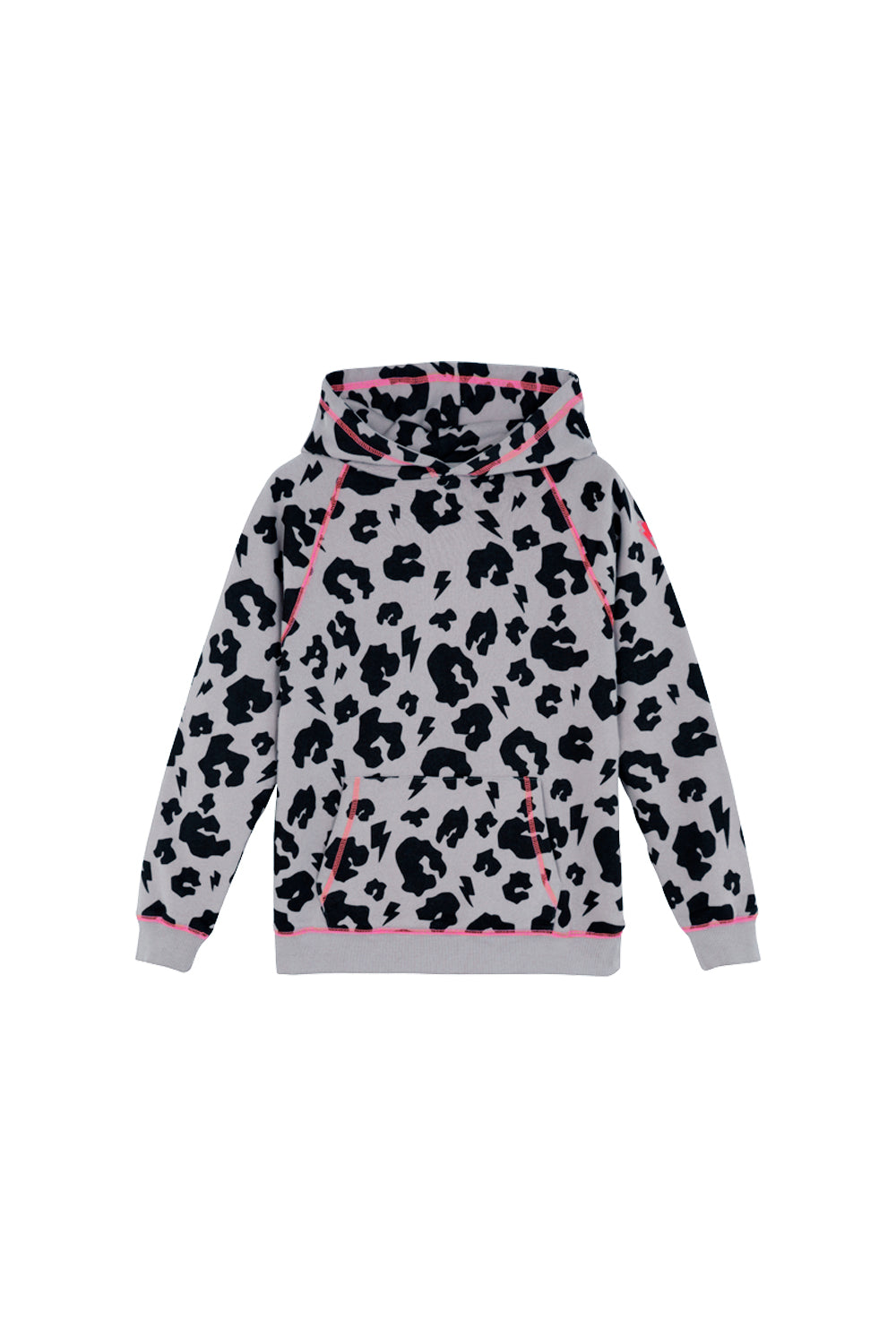 Scamp and Dude Grey and Black Leopard Print Hoodie | Product image of grey and black leopard print hoodie on white background