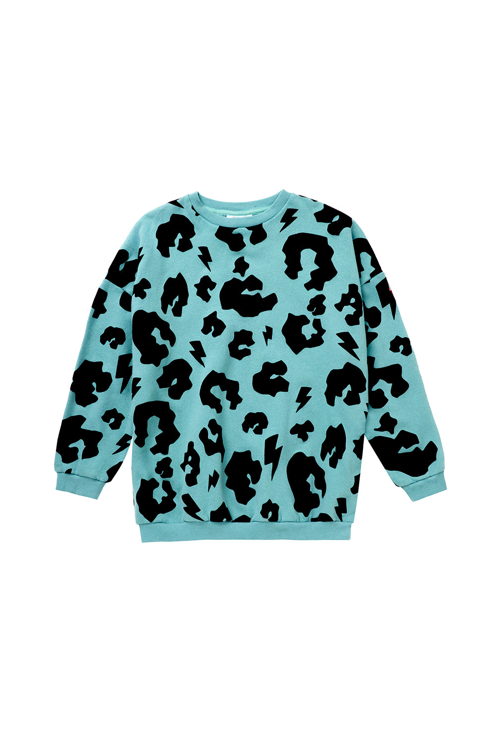 Scamp and Dude Kids Oversized Khaki with Black Leopard Print Sweatshirt | Product image of Khaki and black leopard print sweatshirt on white background
