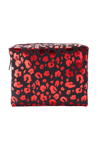 Scamp & Dude x Ruby Hammer Black with Red Foil Leopard Cosmetic Bag