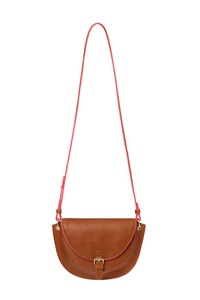 Scamp and Dude Brown Leather Saddle Bag | Product image of Brown Leather Saddle Bag on white background