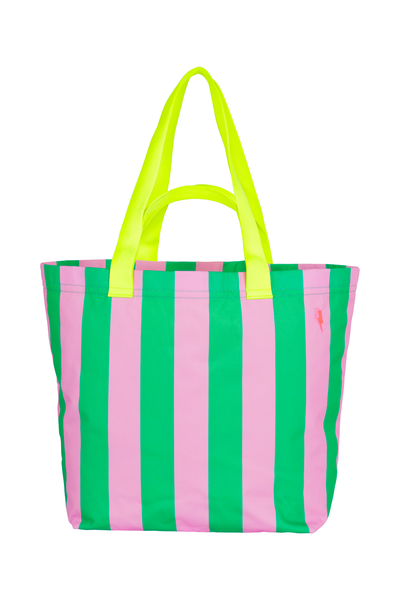 Scamp and Dude Lilac with Green Stripe Shopper Bag | Product image of Lilac with Green Stripe Shopper Bag on white background