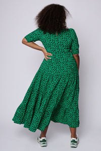 Bright Green Leopard Tiered Maxi Dress