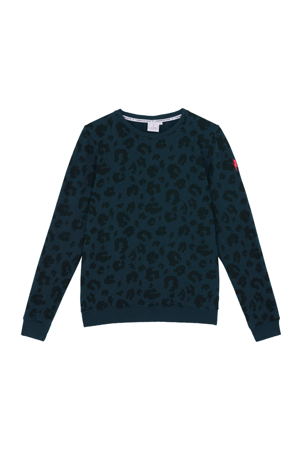Adults Sweatshirt Navy With Black Leopard Print and Lightning Bolt Scamp Dude