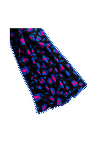 Black with Electric Blue and Neon Pink Snow Leopard Charity Super Scarf