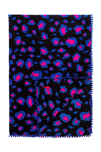 Black with Electric Blue and Neon Pink Snow Leopard Charity Super Scarf