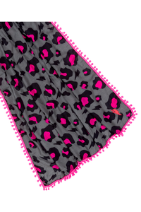 Grey with Black and Hot Pink Snow Leopard Charity Super Scarf