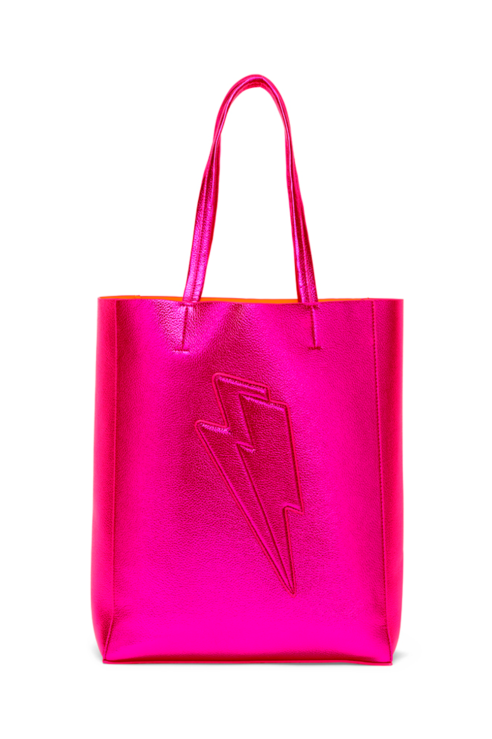 Pink metallic tote bag best sale