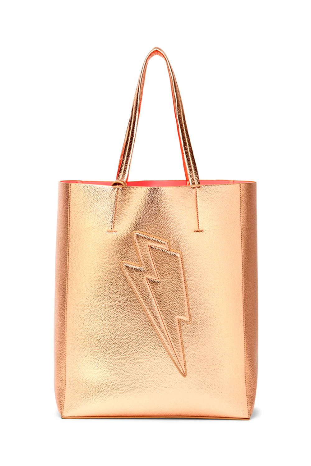 Rose gold metallic tote bag deals