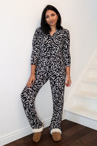 Black with White Zebra & Lightning Bolt Print Pyjamas